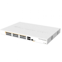 Mikrotik CRS328-24P-4S+RM Switch Gestionable 24 Puertos Gigabit PoE+ (802.3af/at) 500W + 4 SFP+ 10Gbps Rack 1U Dual OS