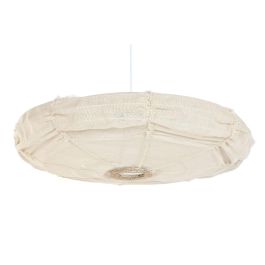 DKD Home Decor Lámpara Colgante de Techo Estilo Oriental Japaning Lino Crudo. Para 1 Bombilla E27 50W, 220V. Medidas 80x80x20 cm