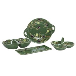 DKD Home Decor Bol Cottage de Gres Verde Oscuro 17 x 6.5 x 30 cm, Apto Lavavajillas