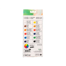 Liderpapel Pintura Acrílica Caja de 12 Tubos de Aluminio de 12 ml Colores Surtidos