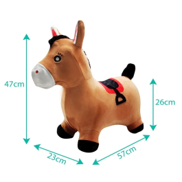 Lexibook Poni Saltarín Inflable 2 en 1 con y sin Funda Removible, Estable, Bomba Incluida, Peluche de 50 cm