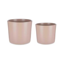 Ibergarden Set de 2 Macetas de Cerámica Cilíndricas Beige 22 cm y 27 cm Ibergarden Set de 2 Macetas de Cerámica Cilíndricas Beige 22 cm y 27 cm