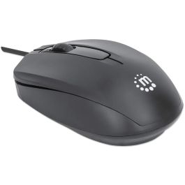 MANHATTAN Ratón óptico USB Comfort II, Ambidextro, 1000 DPI, con Cable, Negro para Oficina