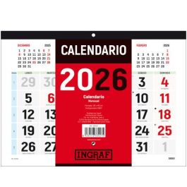 Ingraf 333427 Calendario de Pared 2026, Horizontal Doble Cara, Castellano, Anual con Espacio Diario para Anotaciones, 42x30cm