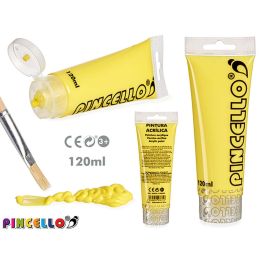 Pincello Tubo Pintura Acrílica 120 ml Amarillo - 6x4x16 cm (24 Unidades) Precio: 22.49999961. SKU: S3604011