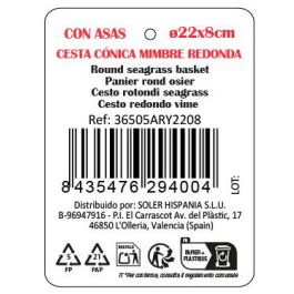 Cesta Cónica de Mimbre Roja con Asa 22x8 cm - Inde (12 Unidades) Cesta Cónica de Mimbre Roja con Asa 22x8 cm - Inde (12 Unidades)
