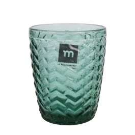 La Mediterranea Vaso Spica de 290 cc en color Verde, con un diámetro de 8 cm y altura de 10 cm, peso de 270 gramos. (48 Unidades)