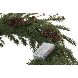 DKD Home Decor Corona de Navidad Alpina con 35 LEDs y Piñas, Verde y Marrón, 60x60x13 cm, Funciona con Pilas AA (2 Unidades)