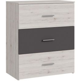 Cómoda ADRIA 3 cajones Roble fresno / Gris liso 75,2 x 41,3 x 89,7 cm Cómoda ADRIA 3 cajones Roble fresno / Gris liso 75,2 x 41,3 x 89,7 cm