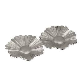 DKD Home Decor Bandeja Vaciabolsillos Shabby Plateada de Aluminio 18 x 35 x 2.5 cm con Margaritas (2 Unidades) Precio: 29.49999965. SKU: B13SAQAHHA