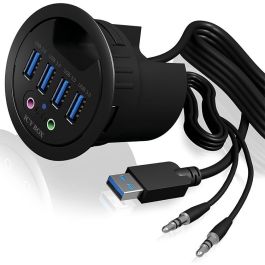 ICY BOX Tisch-Hub 4x USB 3.0 Type-A con Audio Ein-/Ausgang