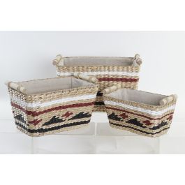 Cesta Colonial DKD Home Decor Natural Granate 27 x 24 x 39 cm Set de 3