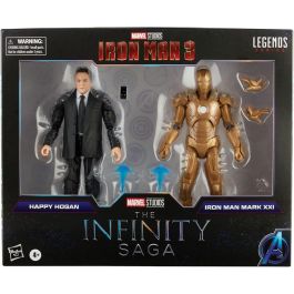 HASBRO Blister 2 figuras Happy Hogan & Iron Man Mark XXI Iron Man 3 The Infinity Saga Marvel 15cm Articuladas con Accesorios
