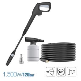 Koma Tools HL-1500 Hidrolimpiadora 1500W 120 Bar Bomba Aluminio Boquilla Ajustable Depósito Jabón Manguera 5m Pro Series Azul/Negro