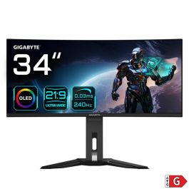 GIGABYTE MO34WQC2 Monitor Gaming 34" WQHD (3440x1440) Curvo QD-OLED 1800R 240Hz 0.03ms VESA DisplayHDR 400 True Black FreeSync Premium Pro