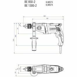 Taladro - METABO - BEV 1300-2 - Cartón - Portabrocas con llave - Llave portabrocas