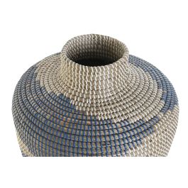 DKD Home Decor Jarron Mediterraneo Natural Azul Seagrass 40 x 48 x 40 cm