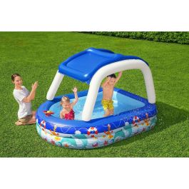 Bestway Piscina Hinchable Infantil Techo Desmontable Barco con Volante 213x155x132 cm +3 Años Jardin 54370