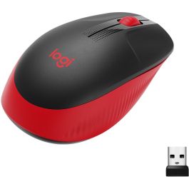 Logitech M190 Ratón Inalámbrico de Tamaño Completo, RF, Diseño Ergonómico para Manos Medianas-Grandes, Rojo, 18 Meses Batería, Seguimiento Preciso