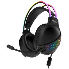Krom NXKROMKLAIM Auriculares Gaming Klaim Diadema con Micrófono Omnidireccional Drivers 50mm RGB Rainbow USB A y Jack 3.5mm Negro