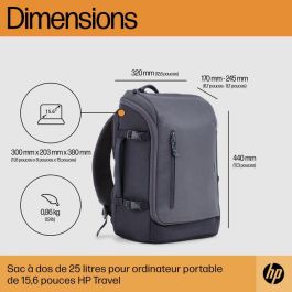 HP Travel 25 Litros Mochila para Portátil de 15.6 pulgadas Iron Grey - Resistente al Agua con Múltiples Bolsillos