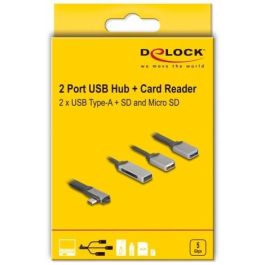 DeLOCK 64303 - Hub USB 2 Puertos con Lector de Tarjetas SD y Micro SD, USB Type-C, USB 2.0 y USB 3.2 Gen 1