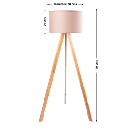 Lámpara de Suelo "Pyongyang" Trípode Madera Pantalla Tela Casquillo E27 [OPV-780SGN2423]