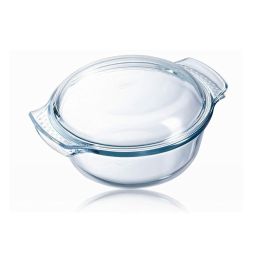 Pyrex Cacerola Classic Vidrio Transparente con Tapa, 33x26x12 cm. Resistente, Saludable. Apta Horno, Microondas, Lavavajillas, Congelador.