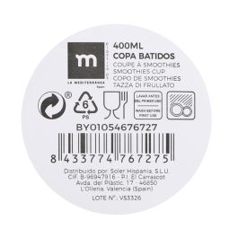 La Mediterranea Copa Batidos 400Ml 8 x 18,5 x 8 cm (24 Unidades)