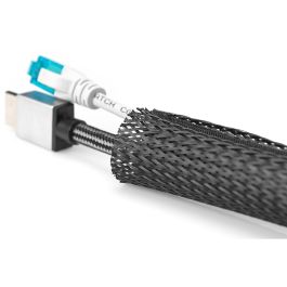 Digitus Conducto Flexible para Cables con Cinta Adhesiva, Pasacables de Poliéster Negro, 2m