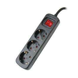 Regleta 3 Enchufes Schuko con Interruptor Silver Electronics 9643 Negro