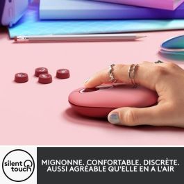 Ratón inalámbrico Logitech POP Mouse con emojis personalizables, Bluetooth, USB, multidispositivo - Rosa