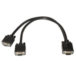 AISENS - CABLE BIFURCADOR SVGA, HDB15/M-2XHDB15/H, NEGRO, 45 CM