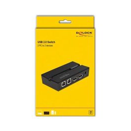 DeLOCK Conmutador USB 2.0 Switch para 2 Ordenadores a 2 Dispositivos, 0,48 Gbit/s, Negro, Plástico, Incluye Cable USB Tipo A a B