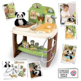 Smoby SMO3032163404064 Centro Veterinario Zoológico con 1 Peluche Panda y Múltiples Accesorios para Juego de Rol Interactivo