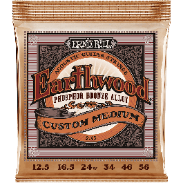 Ernie Ball Earthwood 92/8 Phosphor Bronze Medium 12.5-56 Cuerdas para Guitarra Acústica, Sonido Meloso y Resonante