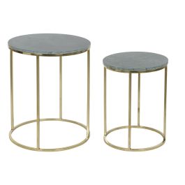 Mesita Auxiliar Glam DKD Home Decor Dorado Verde 46 x 58 x 46 cm Set de 2