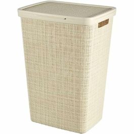 Curver Cofre de Lavandería Yute 58 L - Beige para Ropa Sucia y Almacenamiento del Hogar