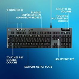 Teclado para juegos - con cable - Logitech G - G915 X - Interruptor táctil - AZERTY - Negro Teclado para juegos - con cable - Logitech G - G915 X - Interruptor táctil - AZERTY - Negro