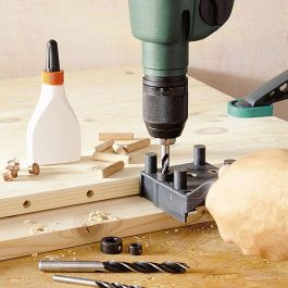 Wolfcraft 4645000 Juego Universal de Maestro de Ensamblaje para Madera con 79 Piezas para Unir Madera con Espigas 6, 8 y 10mm