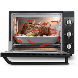 Delonghi Horno Pequeño EO 40112.BK Negro con Ventilador 40L 2000W Puerta Doble Cristal