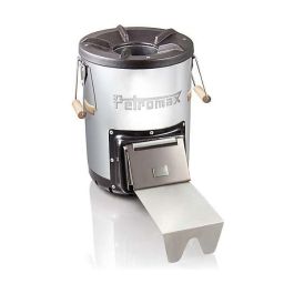 Petromax Raketenofen RF33 - Hornillo de Combustible Sólido de 1 Zona, Hierro Fundido/Acero Inoxidable, 250x300x330 mm, 6.5 kg, Negro/Plata
