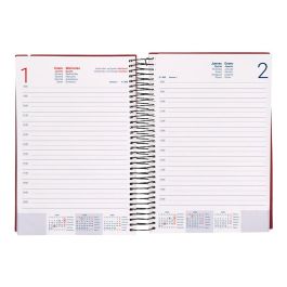 Agenda Espiral Liderpapel Olbia A5 2025 Dia Pagina Color Rojo Papel 60 gr