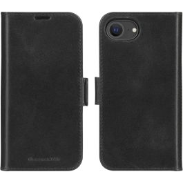 dbramante1928 Funda Libro Cuero Negro para iPhone 16e 6.1" con 3 Bolsillos Tarjetas