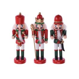 Muñeco cascanueces de madera set de 3 piezas 4x3x12,5cm colores surtidos, adornos navideños