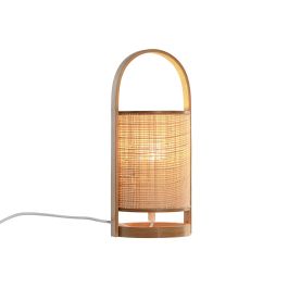 DKD Home Decor Lámpara Sobremesa Urban Marrón Bambú E27 13.5 x 32 x 13.5 cm