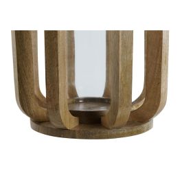 DKD Home Decor Portavela Alpino de Mango y Cristal Natural 25x25x35 cm