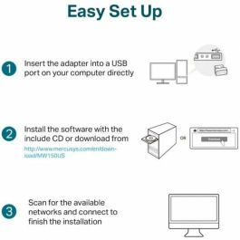 ADAPTADOR RED MERCUSYS MW150US USB2.0 WiFi-N/150MBPS NANO
