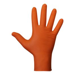Juba Agility Grip - Guantes de Nitrilo sin Polvo, Desechables, Diamantados, Extra Gruesos, Naranja, Talla 11, Caja de 50 Unidades, Protección Química, Mango Robusto