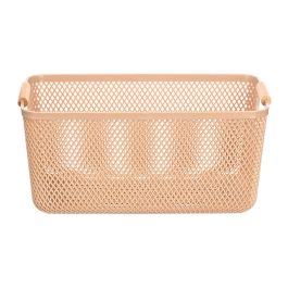 Kipit Cesta de Plástico con Asa de Bambú Beige 36x22 cm (Set de 24)